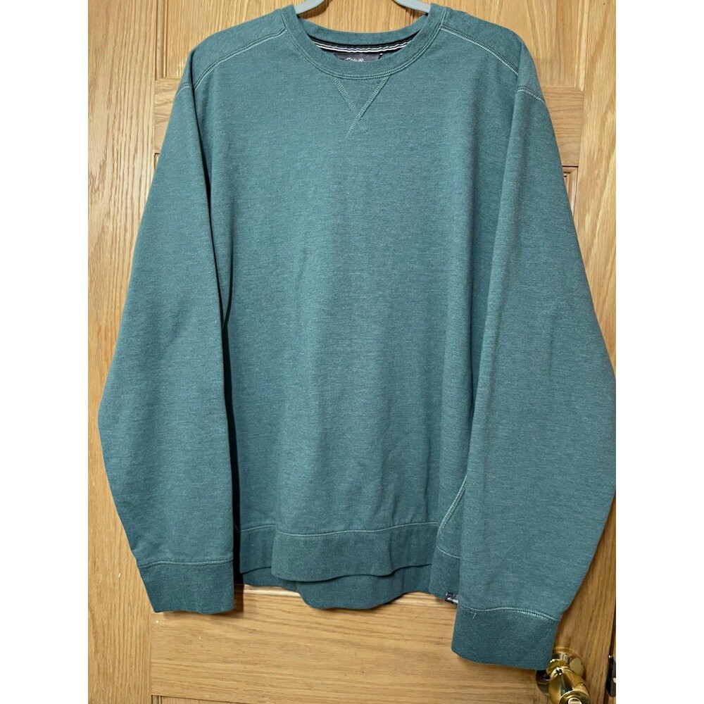 Eddie Bauer Green Crewneck Fleece Sweatshirt Logo Bird Men’s TXL Regular Fit